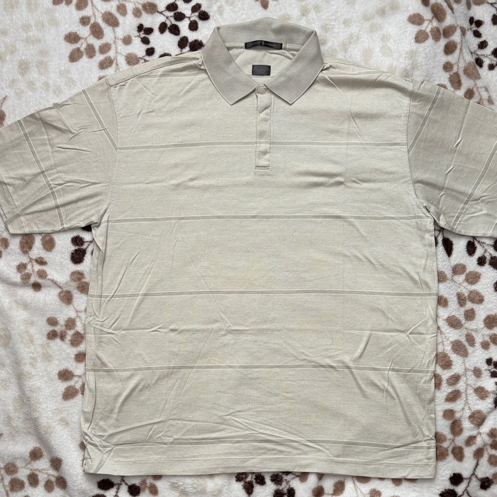 Vintage Tiger Woods x Nike Men's Short-Sleeve Polo Shirt in Light Beige